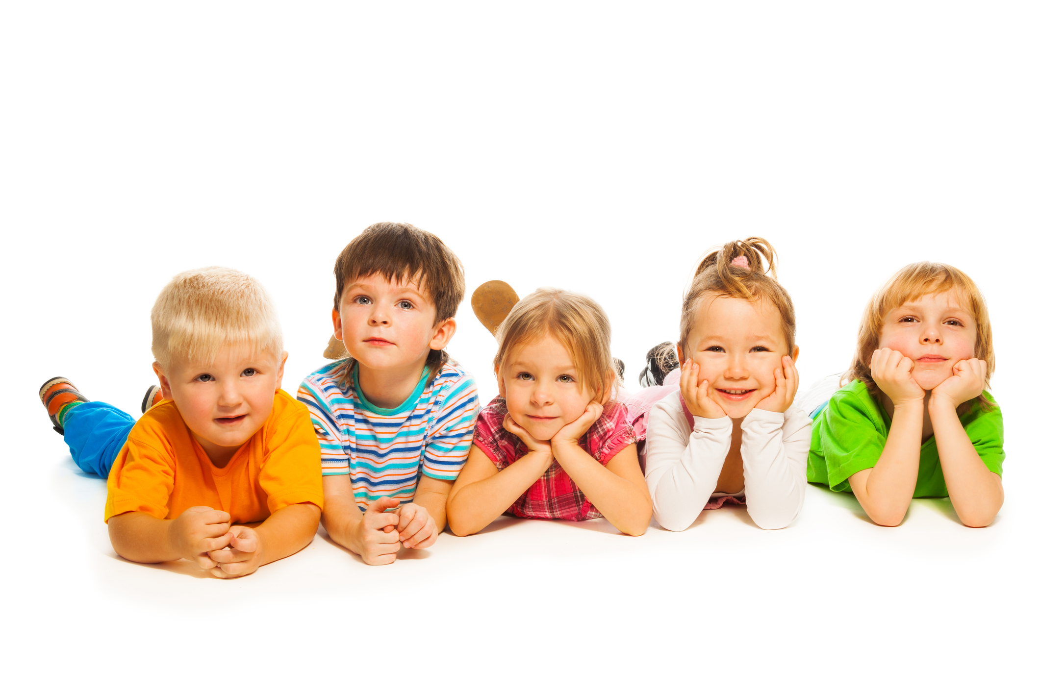 small kids on elbows feeling safe