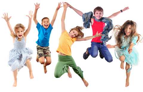 Kids jumping for joy because of volunteers at the Friends of the CJC